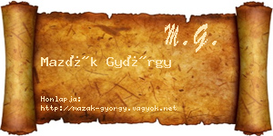Mazák György névjegykártya